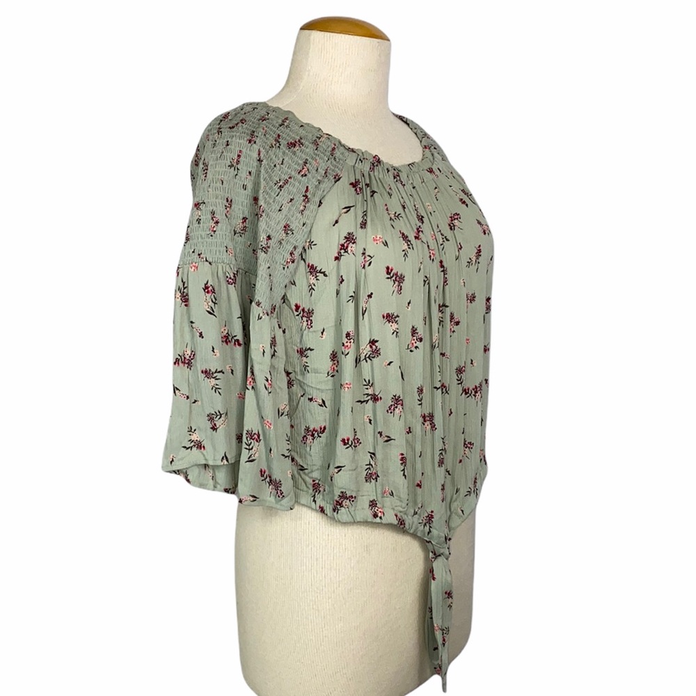 Angie Floral Top with Tie Front Plus Size